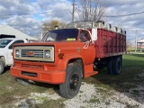 1974 Chevy C60, V8, 4 Spd, Single Axle Truck, 15 ft. Grain Bed and Hoist, Reads 77,368 Miles