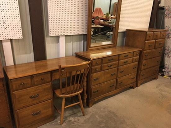 3 pc. Ethan Allen Furniture: Dresser, Chest of Drawers and Desk