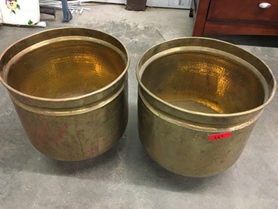 (2) 14 in. Brass Flower Pots