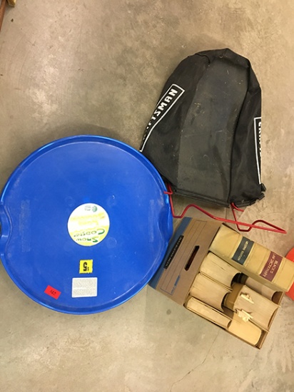 Law Books, Sleds, Grass Catcher