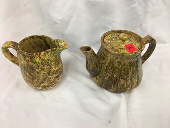 Spongware Pitcher and Tea Pot (Chip on Tea Pot)