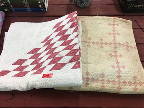 (2) H.M. Quilts, Showing Wear
