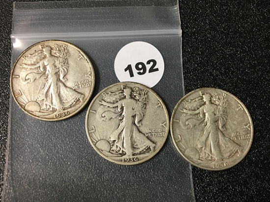 1936, 36-D, 36-S Walking Liberty Half Dollars