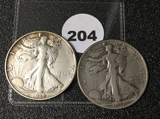 1938-D, 38 Walking Liberty Half Dollars