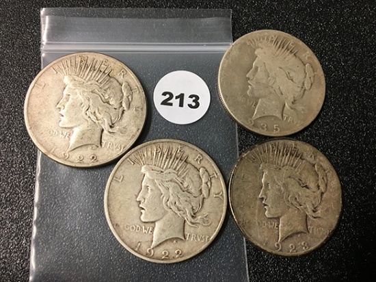 1922-D, 22-S, 23-S, 35 Peace Dollars