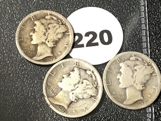 1928, 28-D, 28-S Mercury Dimes
