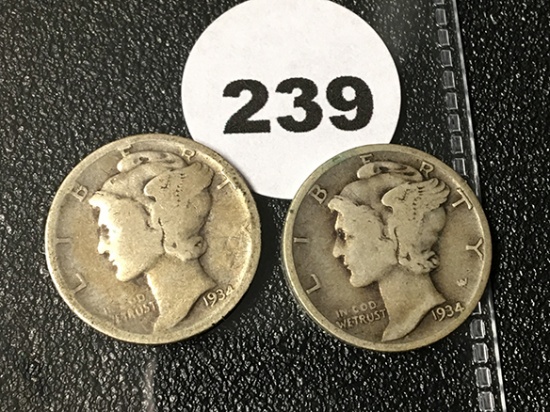 1934, 34-D Mercury Dime