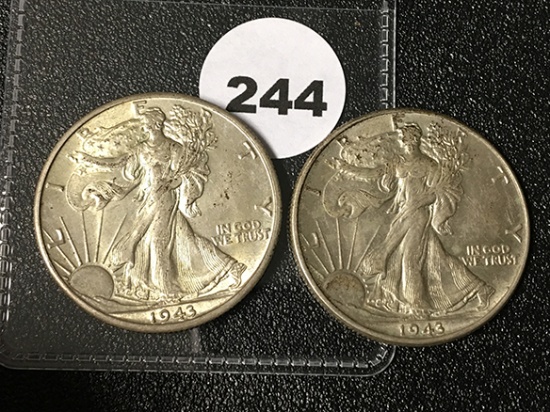 1943, 43-D Walking Liberty Half Dollars