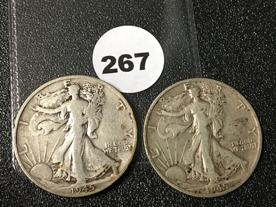 1945-D, 45-S Walking Liberty Half Dollars