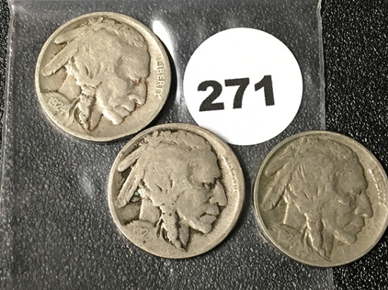 1924, 24-D, 24-S Buffalo Nickels