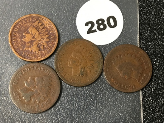 1879, 80, 81, 82 Indian Cents