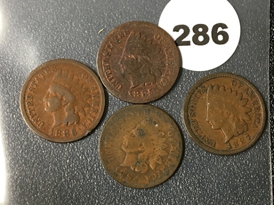 1885, 86, 87 Indian Cents