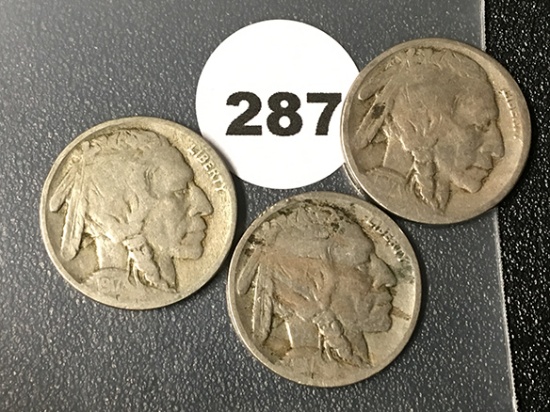 1917, 17-D, 17-S Buffalo Nickels