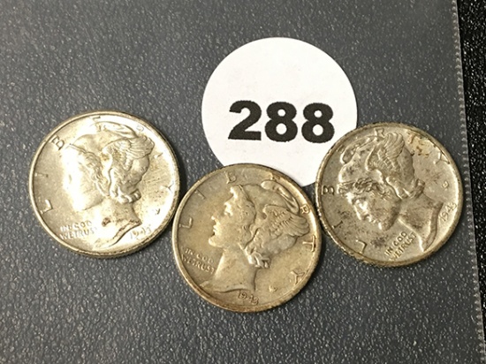 1943, 43-D, 43-S Mercury Dimes