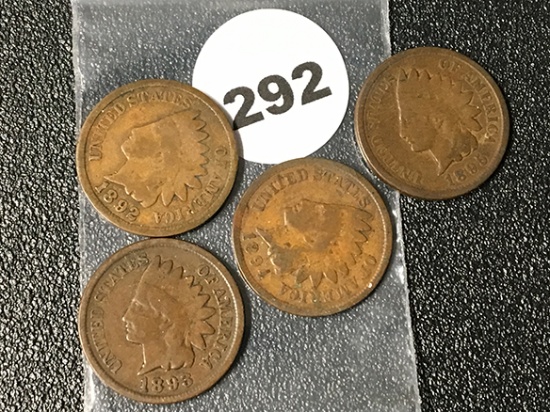1892, 93, 94, 95 Indian Cents