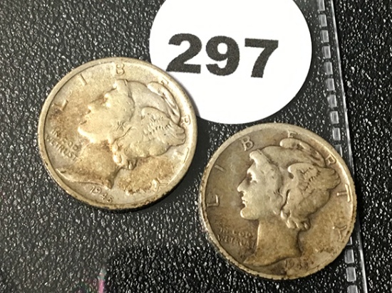 1945-D, 45-S Mercury Dimes