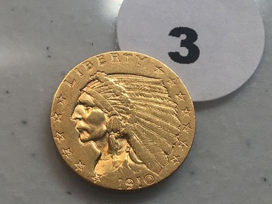 1910 $2 1/2 Gold Indian