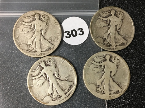 1918, 19, (2) 20-S Walking Liberty Half Dollars