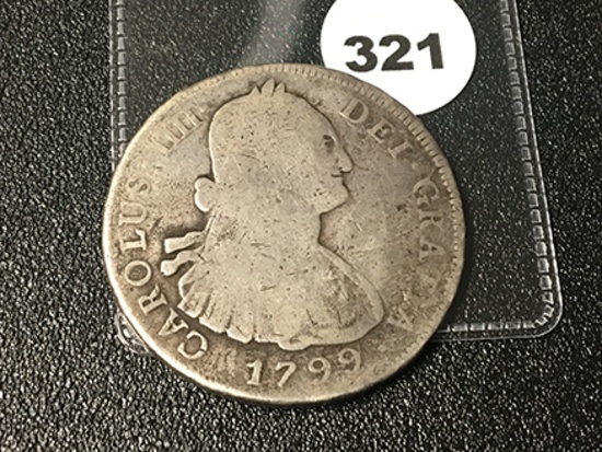1799 Mexico 8 Reales Carol Carolus IIII Colonial Silver Coin