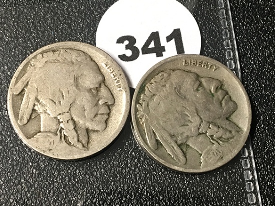 (2) 1920-D Buffalo Nickels