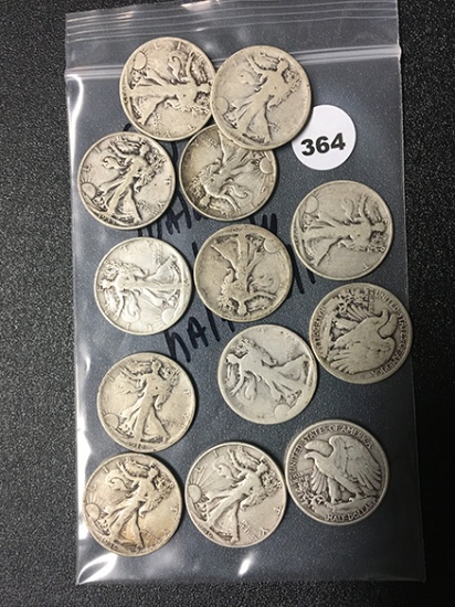 (13) Walking Liberty Half Dollars