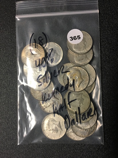 (18) 40% Silver Kennedy Half Dollars