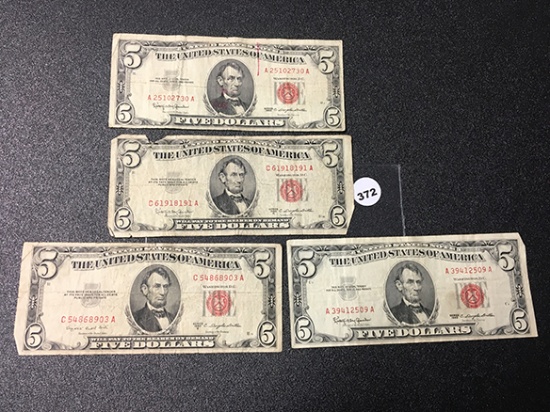 1953-B and C, (2) 1963 $5 (Red) Legal Tender Circulated