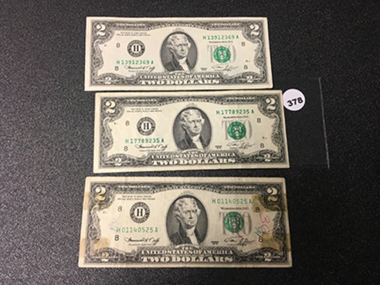 (3) 1976 Series $2 Legal Tender, Circulated