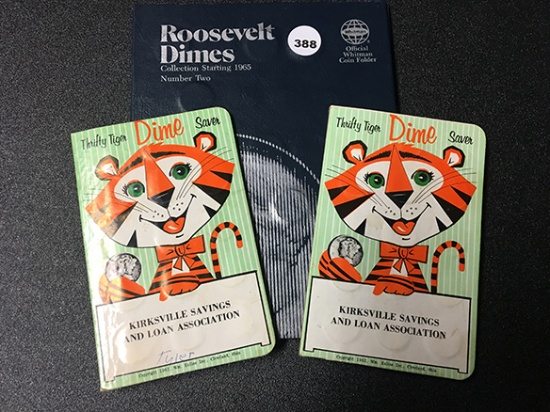 Partial 1965 - Roosevelt Dime Book and (2) Dime Holders, No Silver