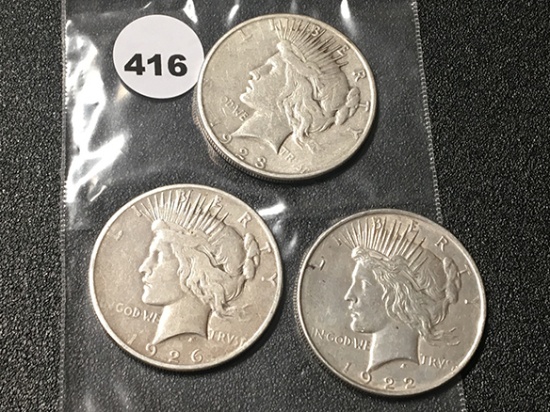 1922, 23-S, 26-S Peace Dollars