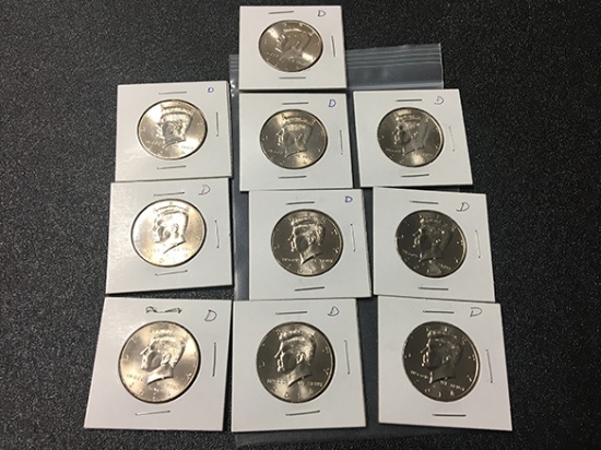 (10) 2014-D Kennedy Half Dollars, Unc.