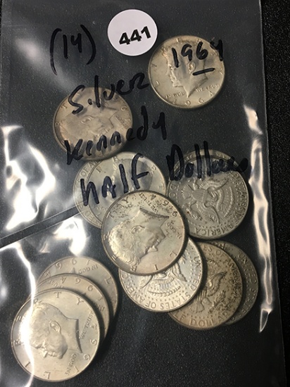 (14) 1964 Silver Kennedy Half Dollars