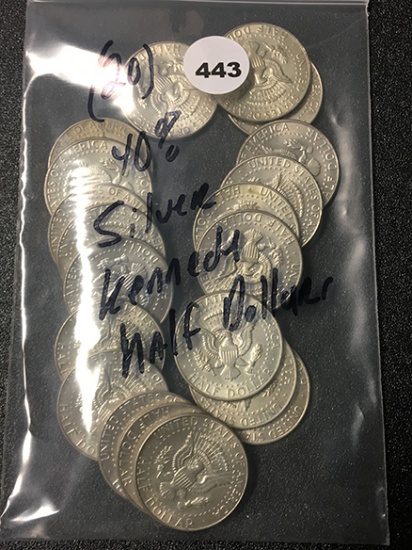 (20) 40% Silver Kennedy Half Dollars
