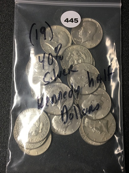 (19) 40% Silver Kennedy Half Dollars