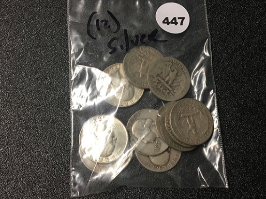 (12) Silver Washington Quarters