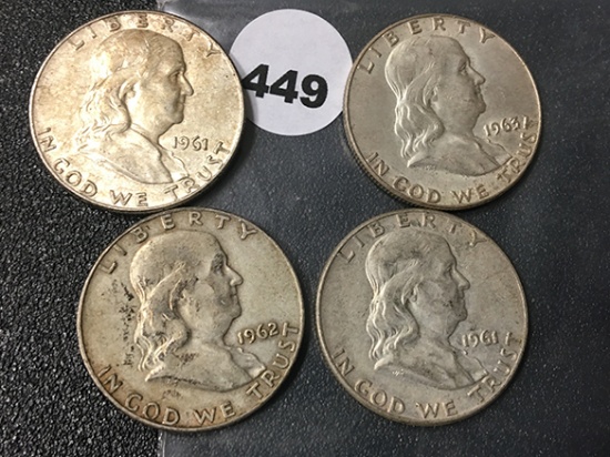 (4) Franklin Half Dollars