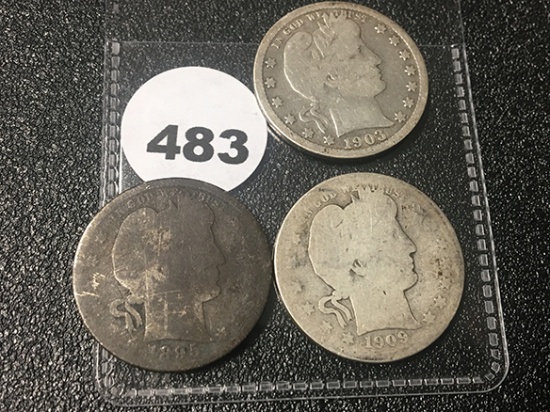 1895, 03-S 09-D Barber Quarters