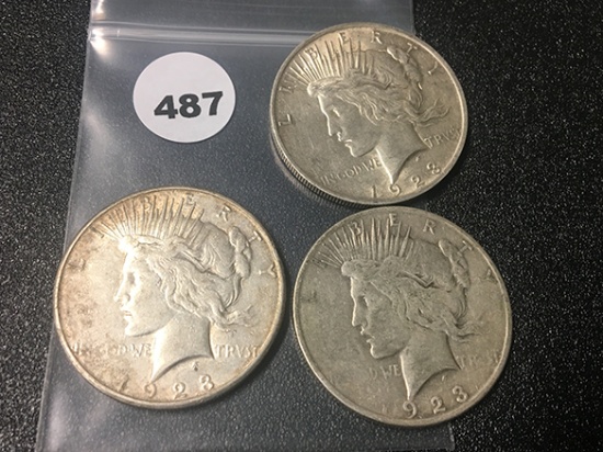 1923, (2) 1923-S Peace Dollars