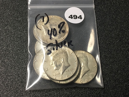 (7) 40% Silver Kennedy Half Dollars