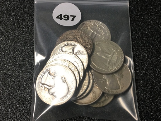 (12) Silver Washington Quarters