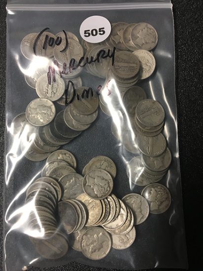 (100) Mercury Dimes