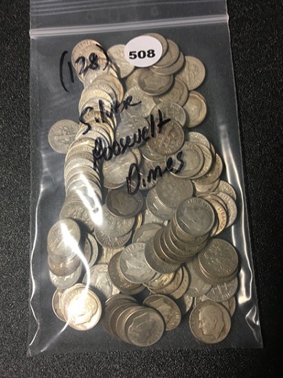 (128) Silver Roosevelt Dimes