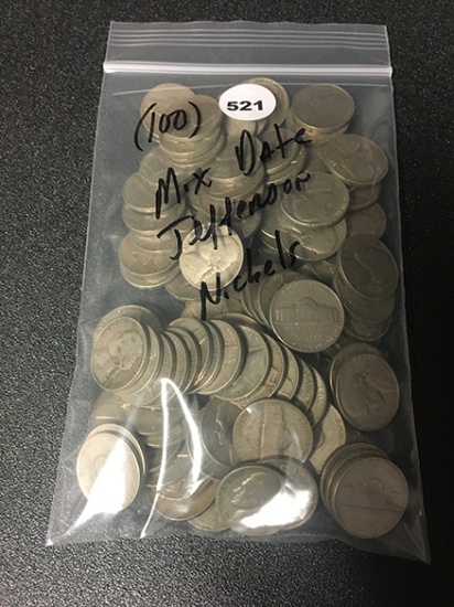 (100) Mix Date Jefferson Nickels, No Silver