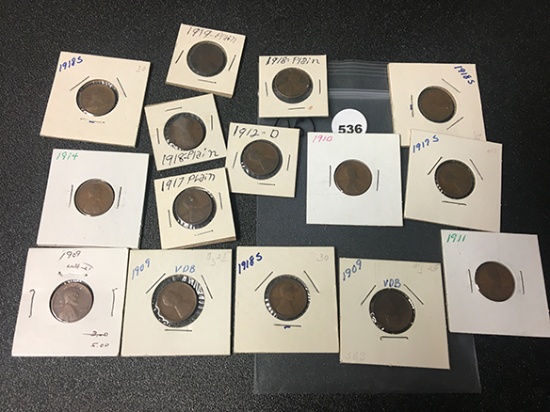 (15) Teens Wheat Cents