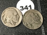 (2) 1920-D Buffalo Nickels