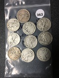 (10) Walking Liberty Half Dollars