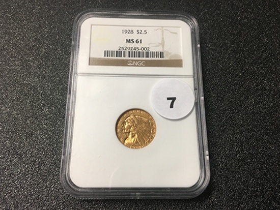 1928 $2 1/2 Gold Indian, NGC MS61