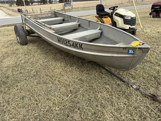13ft Aluminum Craft V Bottom Boat with HM Trailer, has titles