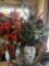 3 Vases & 1 Basket w/ Artifical Flowers