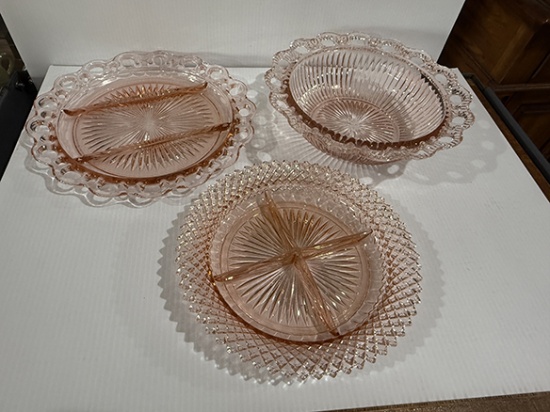 Miss American & Open Lace Pink Depression Glass